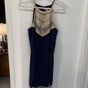 Lilly Pulitzer Navy and Gold Dress